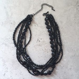 Black beaded necklace 16-19”